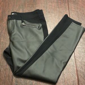 NWOT. Black faux leather panel stretch pants.